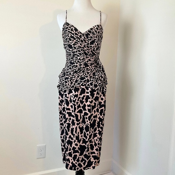 SILKS by St. Gillian Vintage Dress | 100% Silk | Animal Print | 80s | Size 6 - Picture 2 of 12